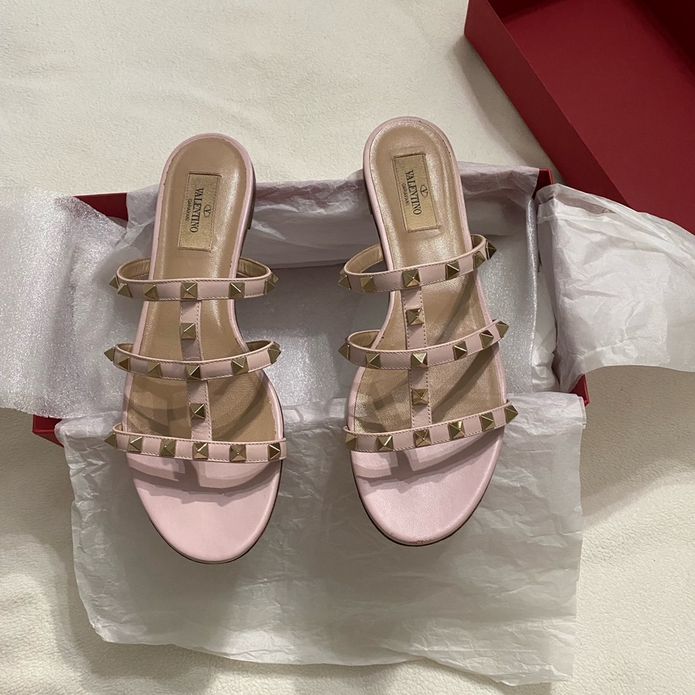 Valentino rockstud flat slide sandal